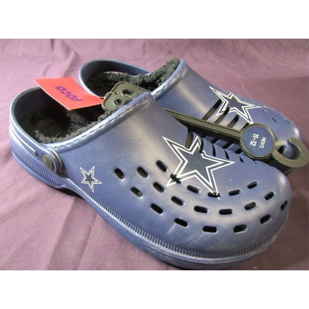 NWT~FOCO NFL Licensed Fleece Fur Lined Slide Shoes DALLAS COWBOYS Lg 12/13